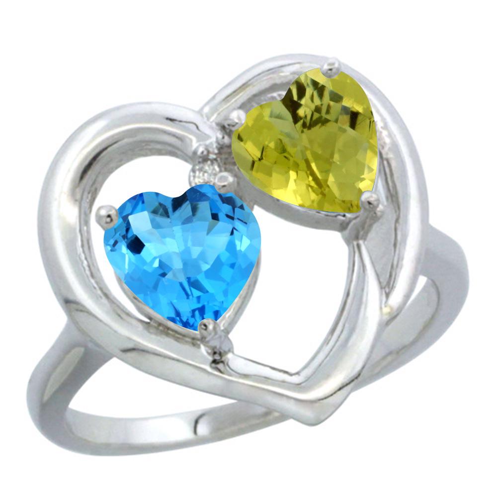 2.61 CTW Diamond, Swiss Blue Topaz & Lemon Quartz Ring: SKU: SC-CW40427163 ---- 2.61 CTW Diamond, Swiss Blue Topaz & Lemon Quartz Ring 14K White Gold Manufacturer's Suggested Retail Price: $1080.00 Mainstone Type: Swiss Blue Topaz @ 1.30 ctw Mainstone Colo