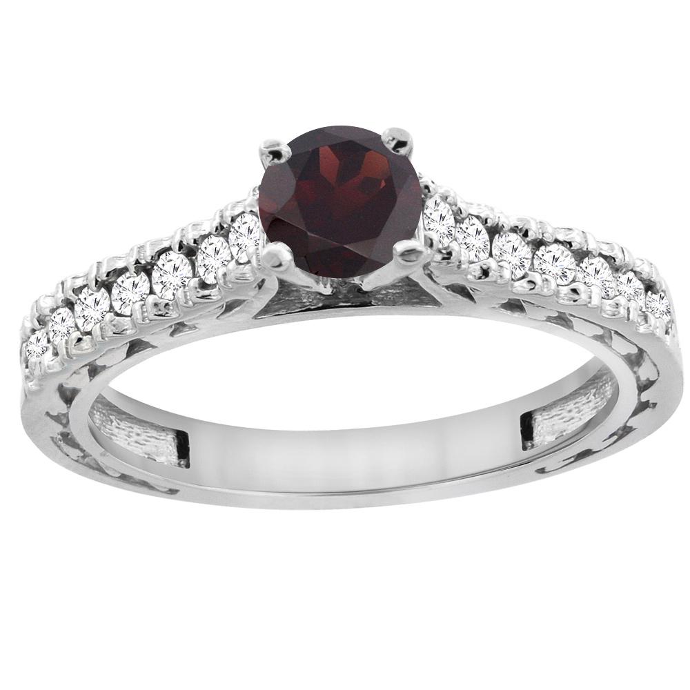 0.90 CTW Garnet & Diamond Ring 14K White Gold: SKU: SC-CW410285 ---- 0.90 CTW Garnet & Diamond Ring 14K White Gold Manufacturer's Suggested Retail Price: $2370.00 Mainstone Type: Garnet @ 0.6 ctw Mainstone Color: Red Mainstone Clarity: Translucent