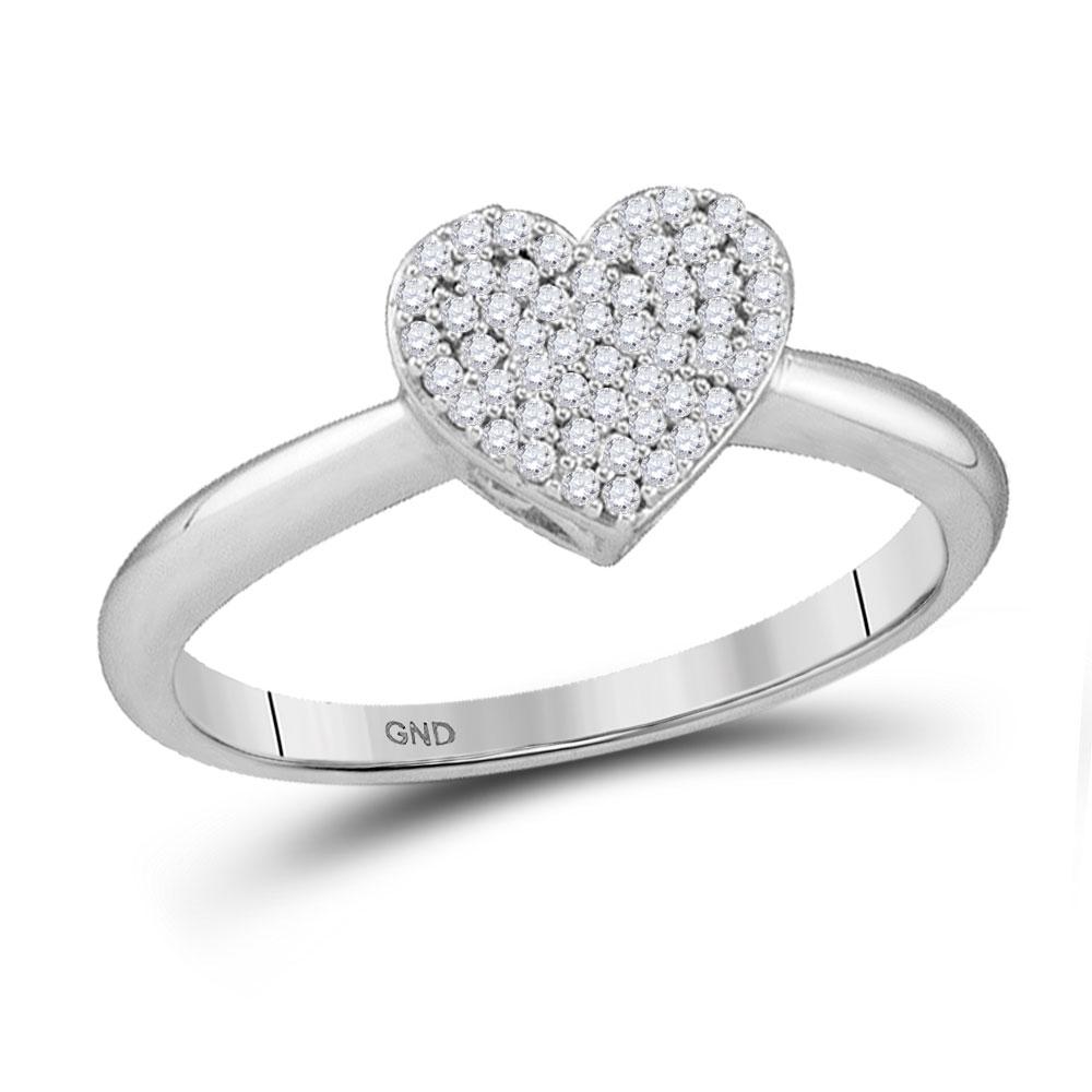 0.15 CTW Diamond Heart Fashion Ring 10kt White Gold: 0.15 CTW Diamond Heart Fashion Ring 10kt White Gold - SKU: GD64770 Round Diamond 1/6 ct.t.w. I2-I3 clarity J-K color Pave setting Specifications