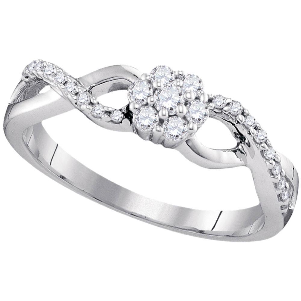 Diamond Cluster Ring 1/4 Cttw 10kt White Gold: REF-21A8V - SKU: GD97215 ---- Diamond Cluster Ring 1/4 Cttw 10kt White Gold Gemstone Details 1/4 Carats total weight --- 1/4 carat center solitaire All diamonds are natural and conflict