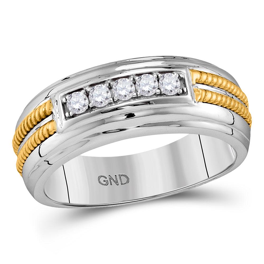 Mens Round Pave-set Diamond Double Rope Wedding Band: REF-42W7H - SKU: GD114126 ---- Mens Round Pave-set Diamond Double Rope Wedding Band 1/4 Cttw 10kt White Gold Gemstone Details 1/4 Carats total weightAll diamonds are natural and confli