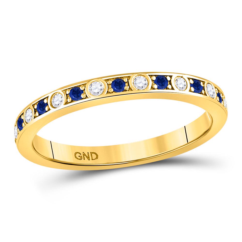 Round Blue Sapphire Diamond Alternating Stackable Band: REF-16X4Y - SKU: GD128016 ---- Round Blue Sapphire Diamond Alternating Stackable Band Ring 1/4 Cttw 10kt Yellow Gold Gemstone Details 1/4 Carats total weight