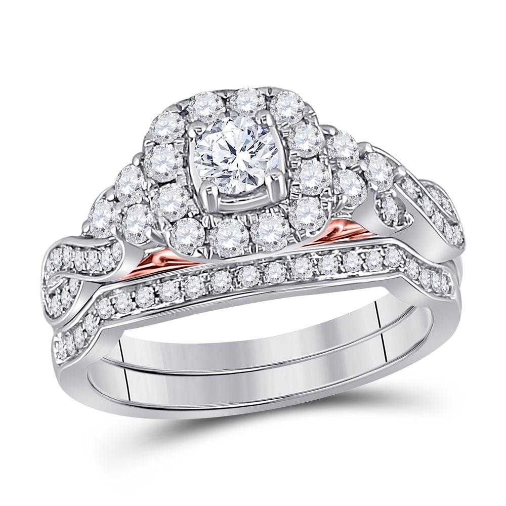Diamond Bridal Wedding Engagement Ring Band Set 1.00: REF-122H7W - SKU: GD149046 ---- Diamond Bridal Wedding Engagement Ring Band Set 1.00 Cttw 14kt Two-tone Gold Gemstone Details 1.00 Carats total weight --- 1/4 carat center solitaire All