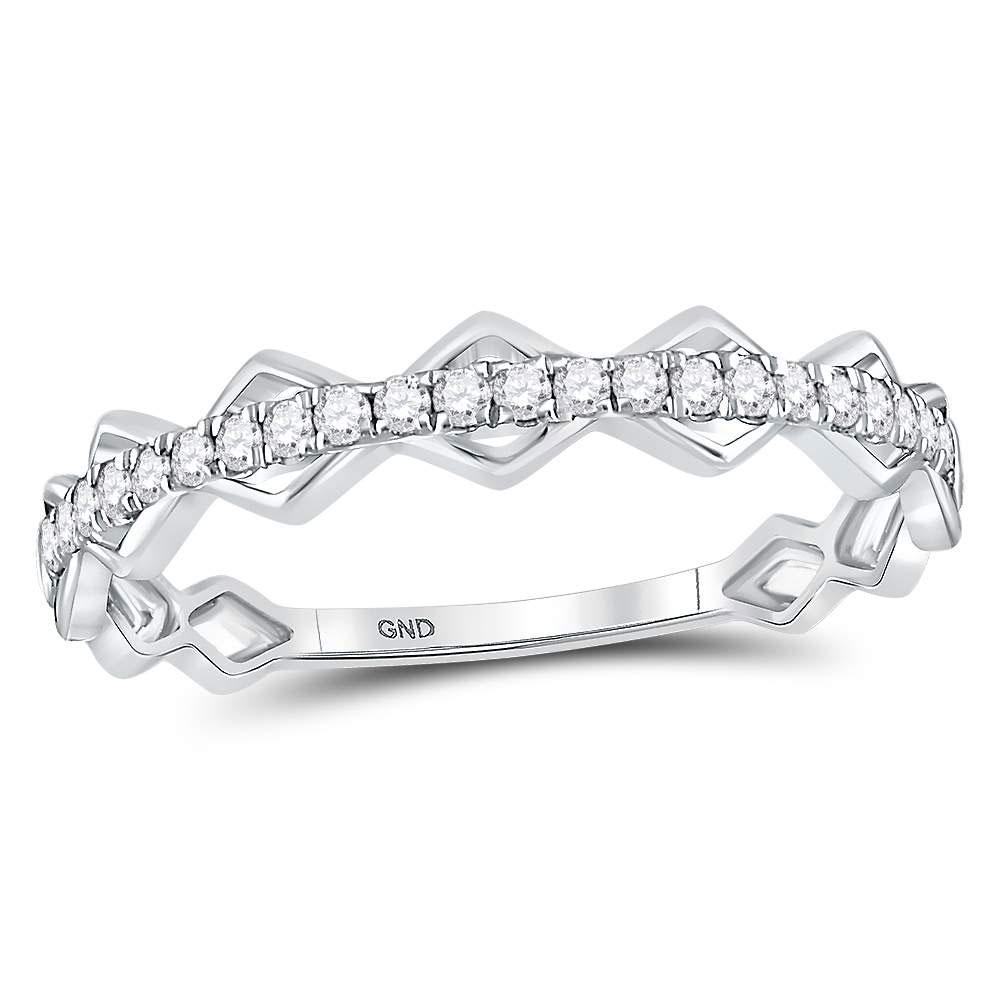 Diamond Link Stackable Band Ring 1/5 Cttw 10kt White: REF-20Y0X - SKU: GD119829 ---- Diamond Link Stackable Band Ring 1/5 Cttw 10kt White Gold Gemstone Details 1/5 Carats total weight All diamonds are natural and conflict-free in origin