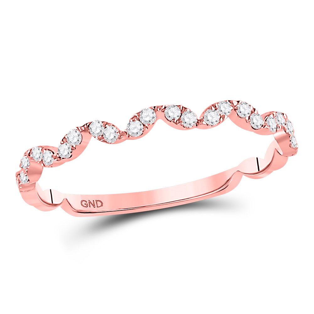 Diamond Zigzag Stackable Band Ring 1/5 Cttw 10kt Rose: REF-17X3Y - SKU: GD119487 ---- Diamond Zigzag Stackable Band Ring 1/5 Cttw 10kt Rose Gold Gemstone Details 1/5 Carats total weight All diamonds are natural and conflict-free in origin