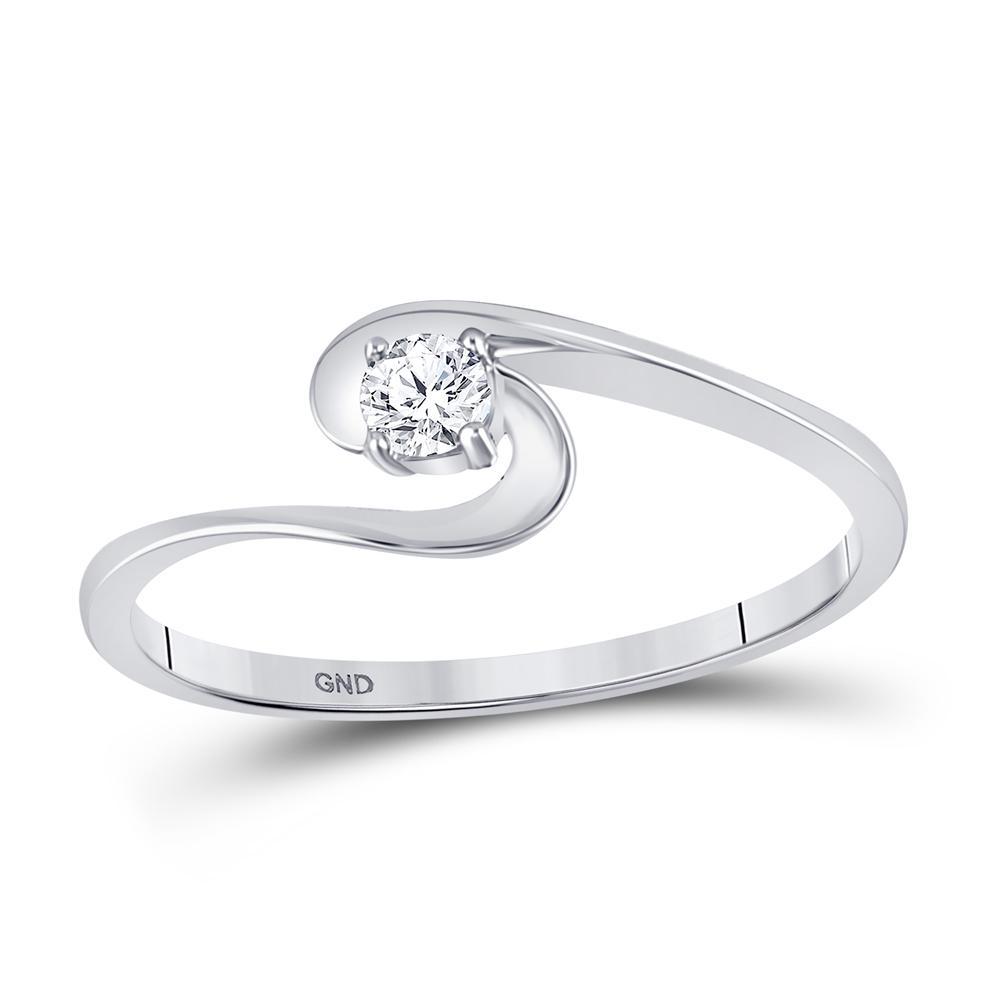 1/10 CTW Round Diamond Solitaire Swirl Promise Bridal: REF-9K6R ---- 1/10 CTW Round Diamond Solitaire Swirl Promise Bridal Ring 10kt White Gold Manufacturer Model: JSC-12777 Description 10kt White Go