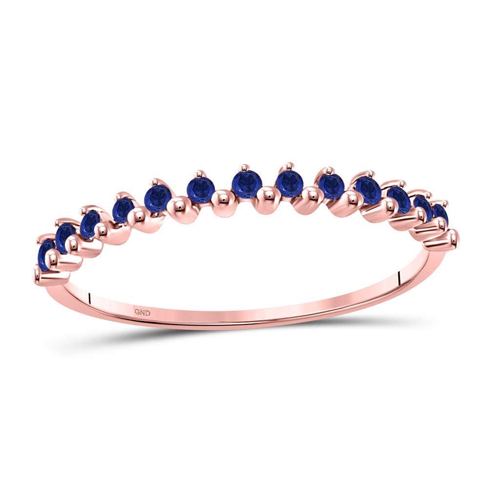 1/8 CTW Round Blue Sapphire Single Row Stackable Ring: REF-8K4R ---- 1/8 CTW Round Blue Sapphire Single Row Stackable Ring 10kt Rose Gold Manufacturer Model: JSC-127770 Description 10kt Rose Gold Wom