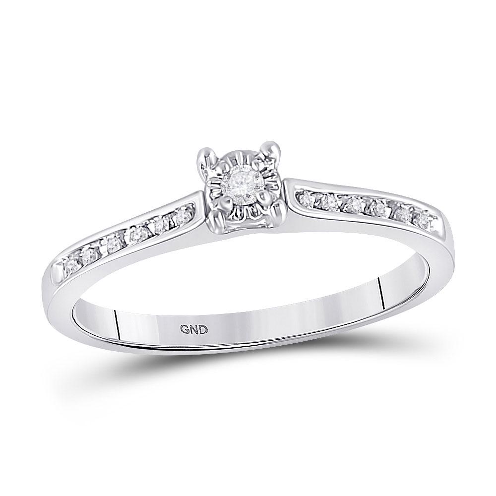 1/10 CTW Round Diamond Solitaire Bridal Wedding: REF-14Y4X ---- 1/10 CTW Round Diamond Solitaire Bridal Wedding Engagement Ring 10kt White Gold Manufacturer Model: JSC-100570 Description 10kt W