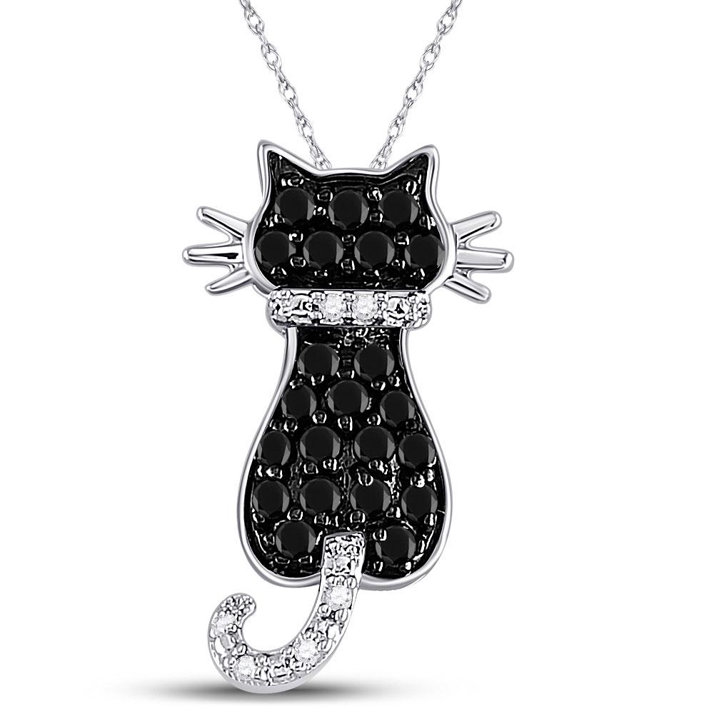 1/3 CTW Round Black Color Enhanced Diamond Kitty Cat: REF-11T4K ---- 1/3 CTW Round Black Color Enhanced Diamond Kitty Cat Feline Animal Pendant 10kt White Gold Manufacturer Model: JSC-57449 Description
