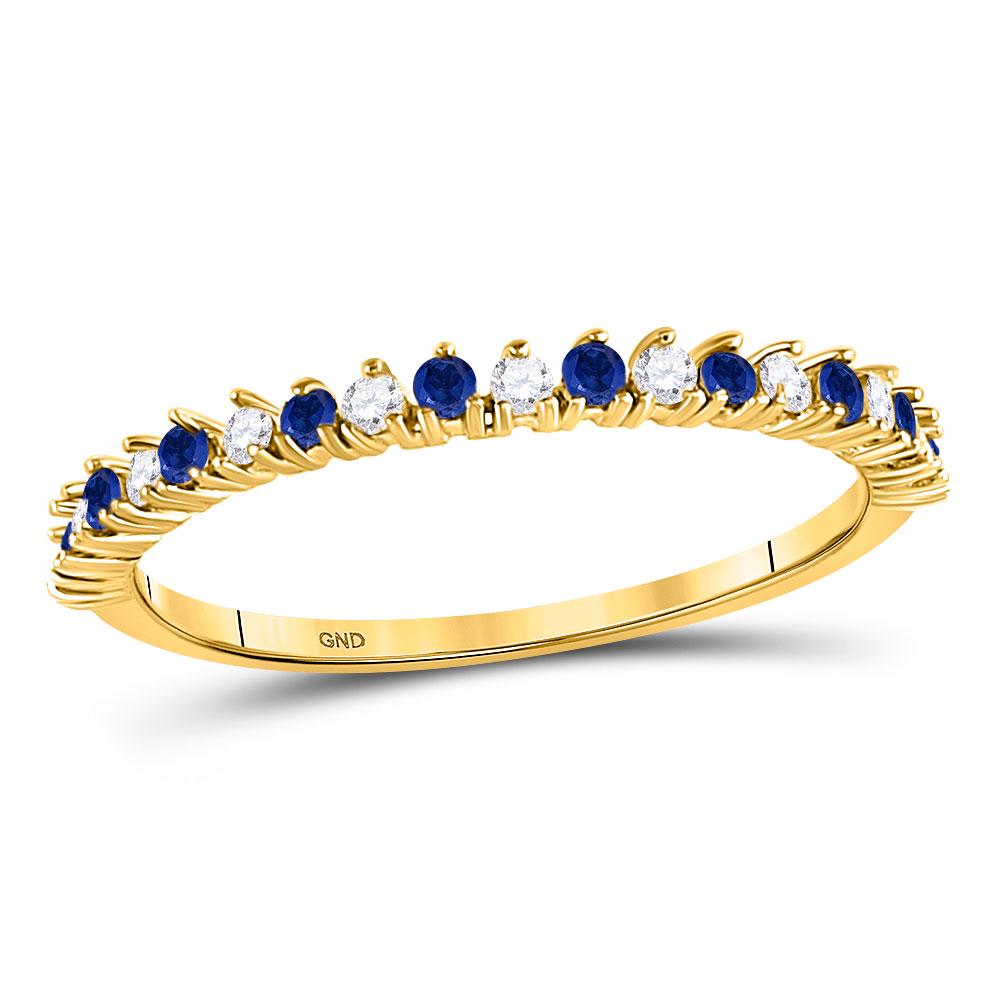 1/5 CTW Round Blue Sapphire Diamond Stackable Ring 10kt: REF-11K9R ---- 1/5 CTW Round Blue Sapphire Diamond Stackable Ring 10kt Yellow Gold Manufacturer Model: JSC-127949 Description 10kt Yellow Gold W