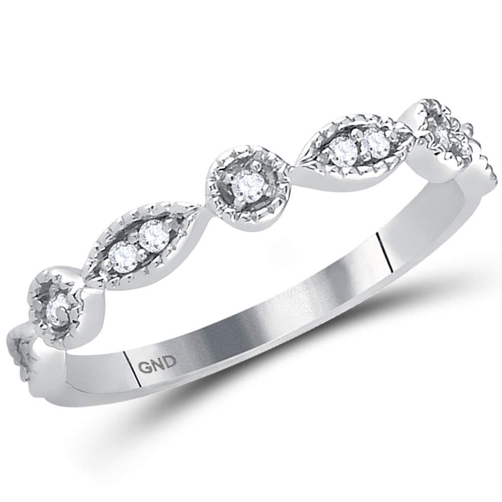 1/10 CTW Round Diamond Classic Stackable Ring 14kt: REF-18R3H ---- 1/10 CTW Round Diamond Classic Stackable Ring 14kt White Gold Manufacturer Model: JSC-118534 Description 14kt White Gold Womens R