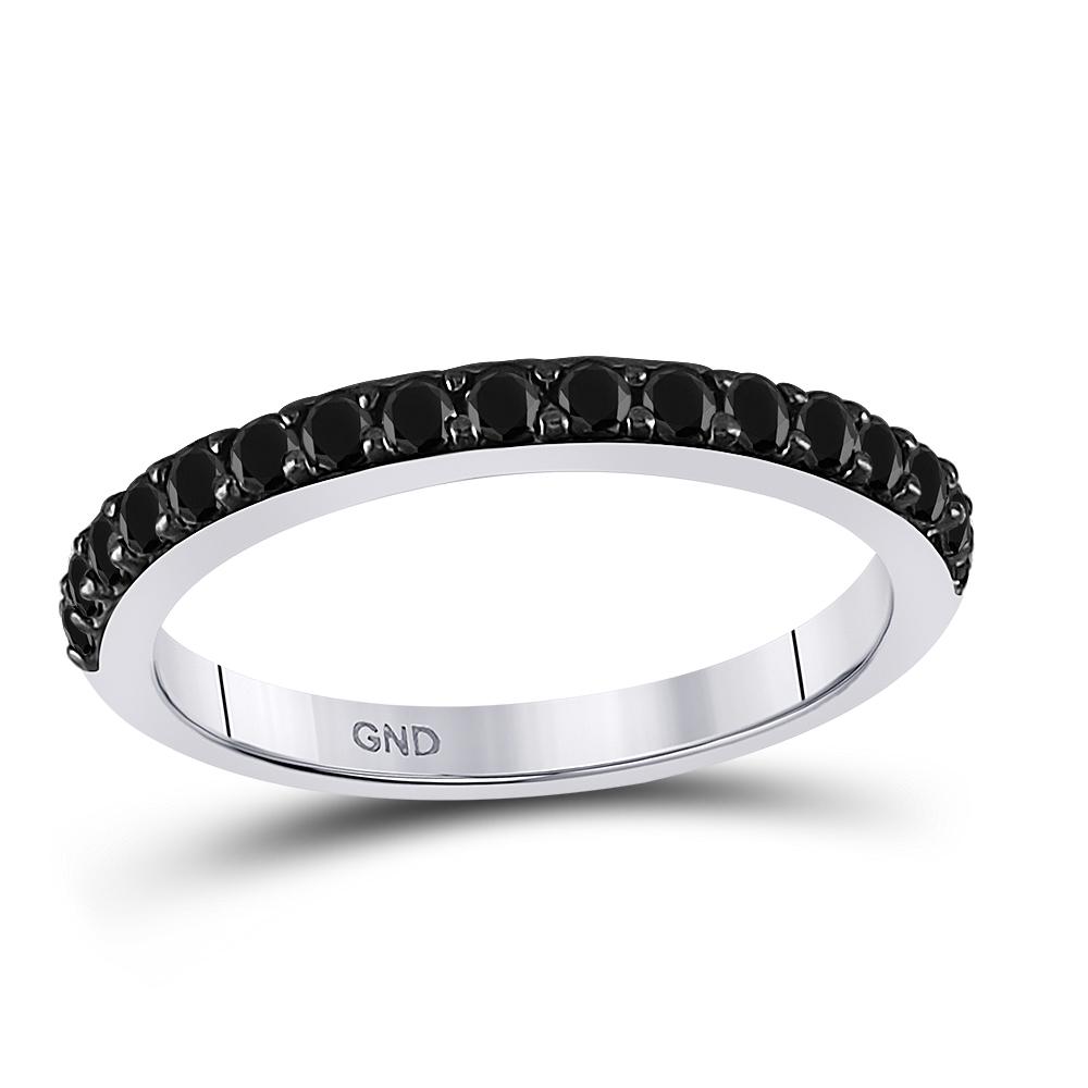 1/2 CTW Round Black Color Enhanced Diamond Ring 10kt: REF-14M4A ---- 1/2 CTW Round Black Color Enhanced Diamond Ring 10kt White Gold Manufacturer Model: JSC-83292 Description 10kt White Gold Womens
