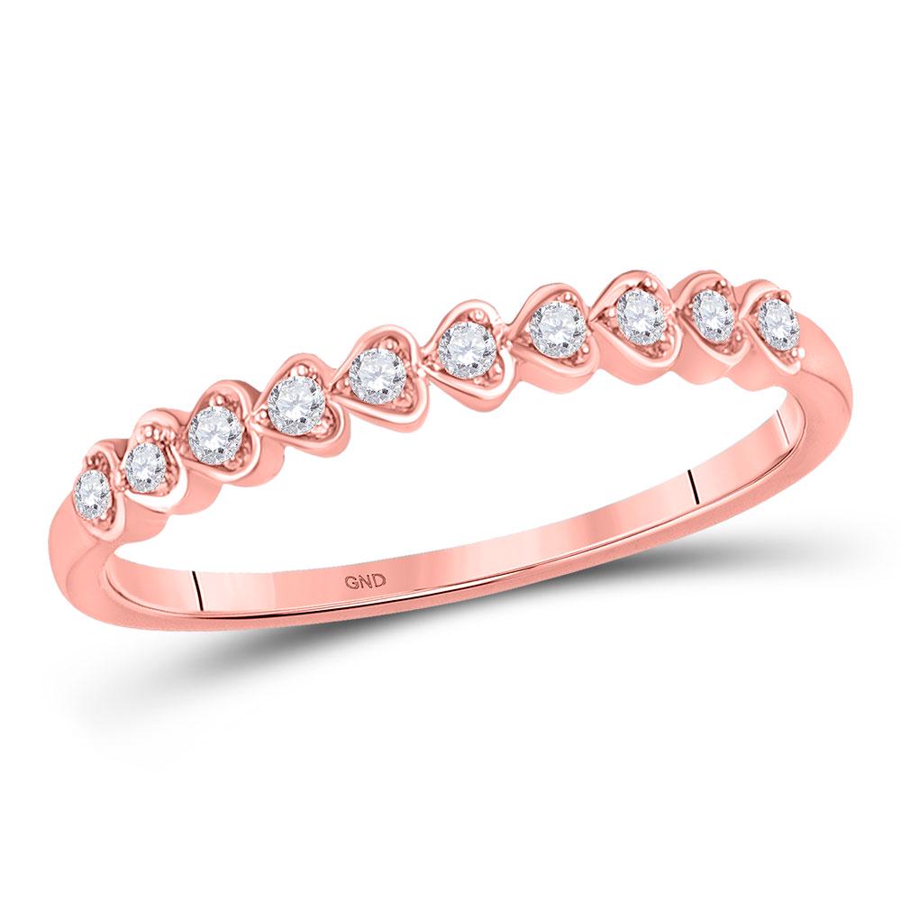 1/10 CTW Round Diamond Stackable Ring 10kt Rose Gold -: REF-9N6Y ---- 1/10 CTW Round Diamond Stackable Ring 10kt Rose Gold Manufacturer Model: JSC-117019 Description 10kt Rose Gold Womens Round Diamon
