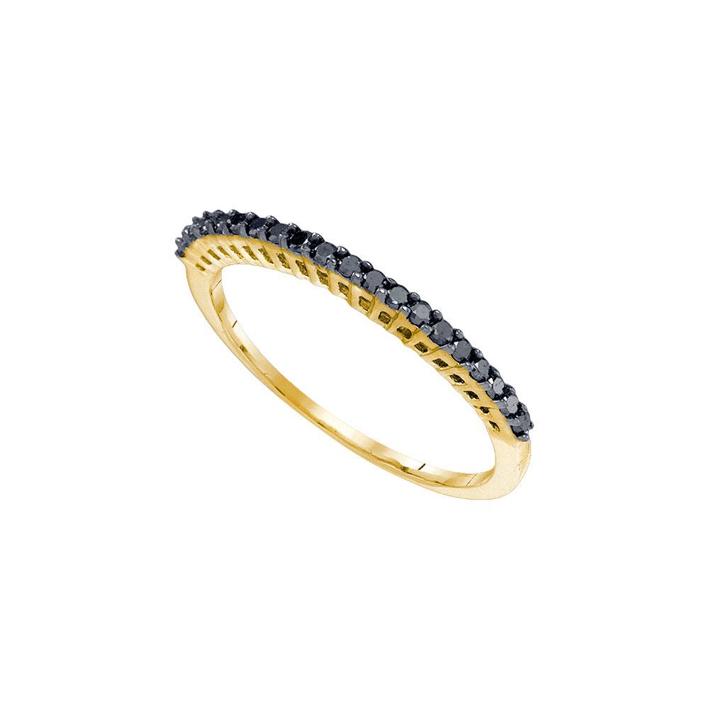 1/4 CTW Round Black Color Enhanced Diamond Ring 10kt: REF-9K6R ---- 1/4 CTW Round Black Color Enhanced Diamond Ring 10kt Yellow Gold Manufacturer Model: JSC-109344 Description 10kt Yellow Gold Women