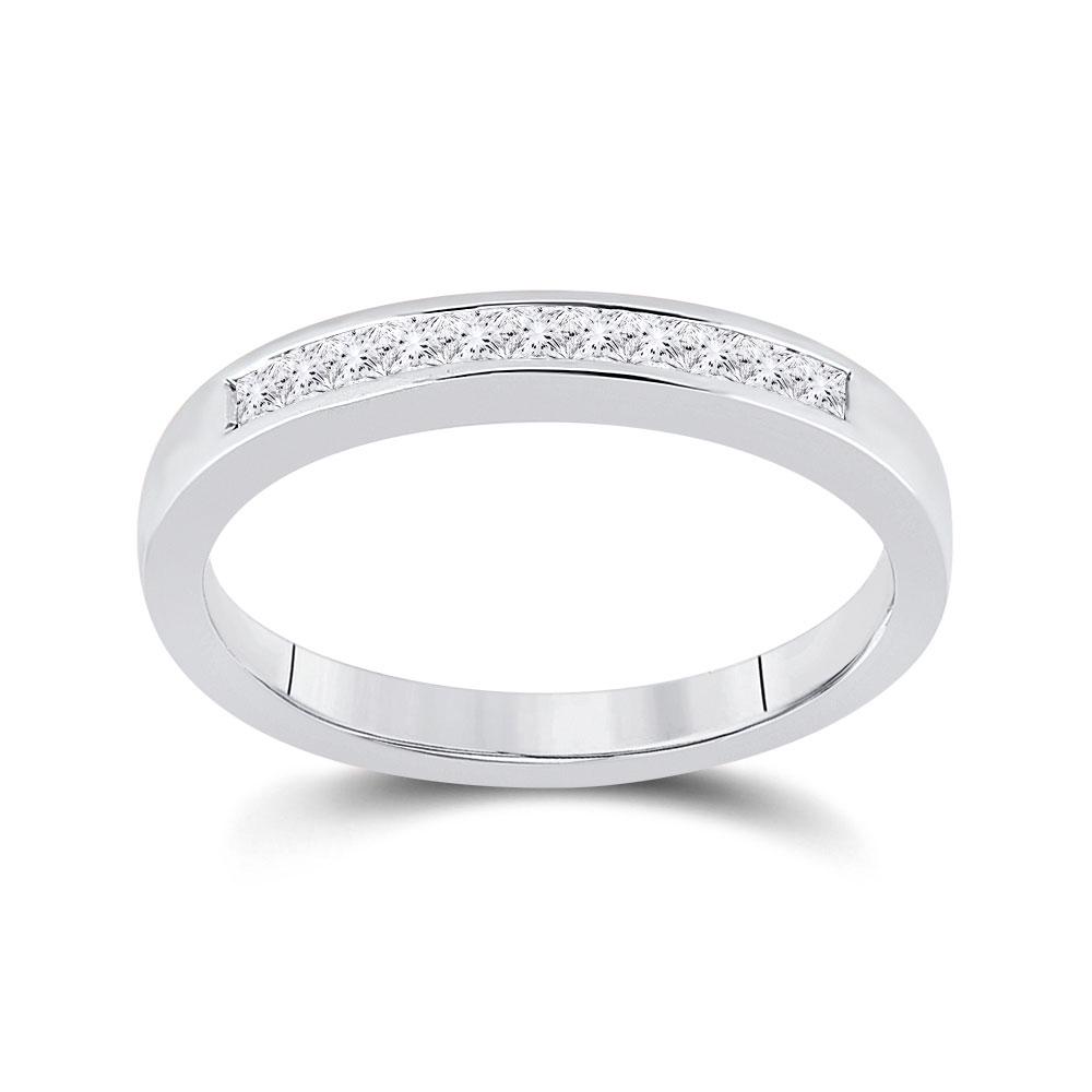 1/4 CTW Princess Diamond Wedding Ring 14kt White Gold -: REF-28F8M ---- 1/4 CTW Princess Diamond Wedding Ring 14kt White Gold Manufacturer Model: JSC-11076 Description 14kt White Gold Womens Princess C