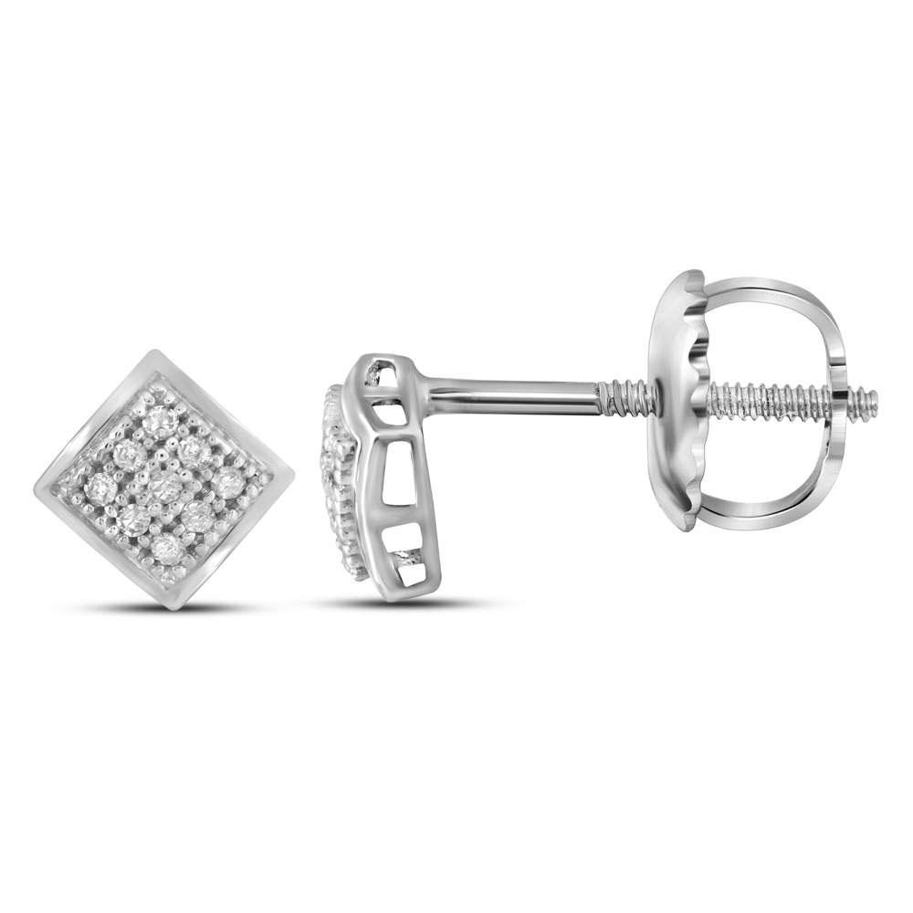 1/20 CTW Round Diamond Square Cluster Stud Earrings: REF-6F5M ---- 1/20 CTW Round Diamond Square Cluster Stud Earrings 10kt White Gold Manufacturer Model: JSC-50655 Description 10kt White Gold Wome
