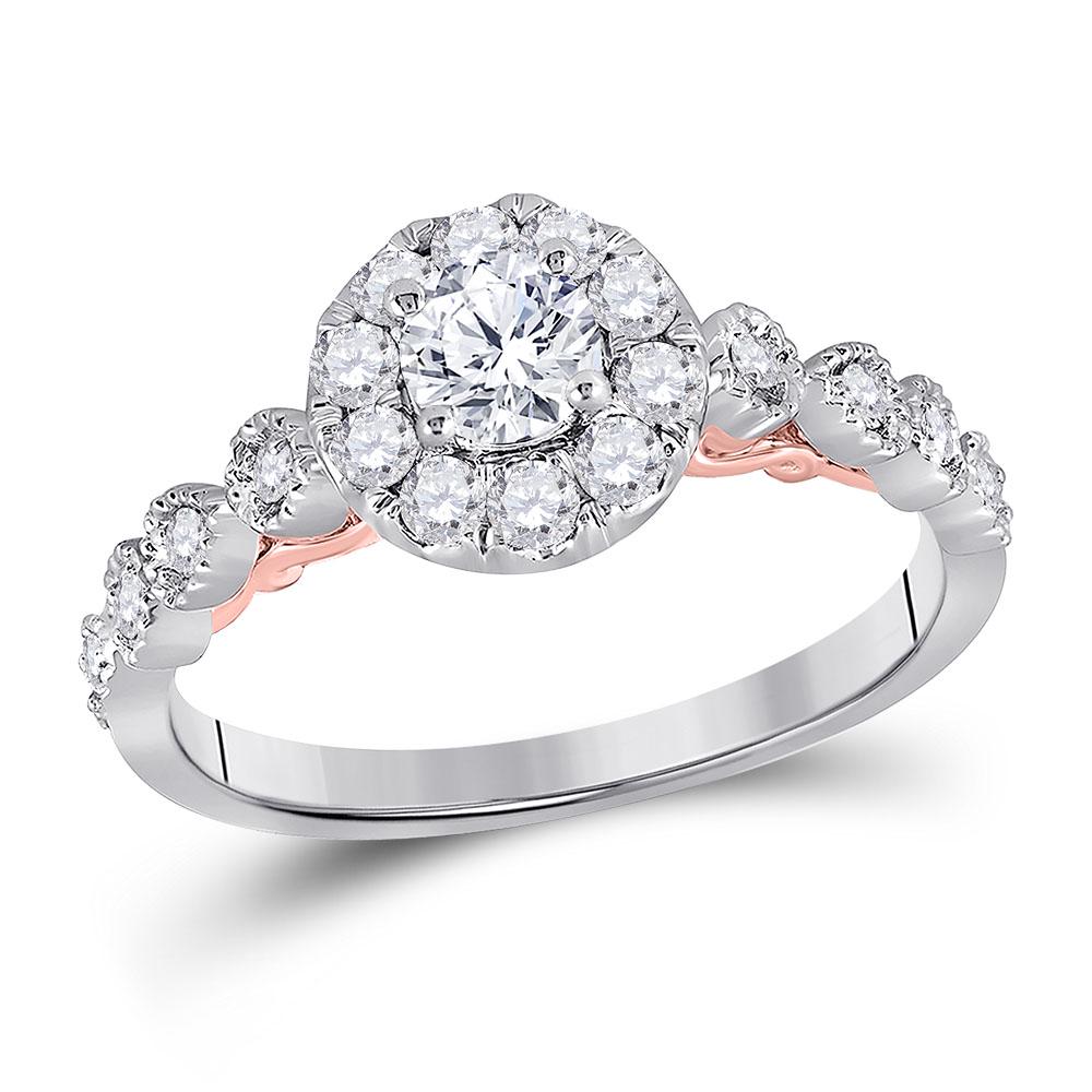 Round Diamond Solitaire Bridal Wedding Engagement Ring: REF-81N9F ---- Round Diamond Solitaire Bridal Wedding Engagement Ring 3/4 Cttw 14kt Two-tone Gold Description 14kt Two-tone Gold Round Diamond Solitaire Br