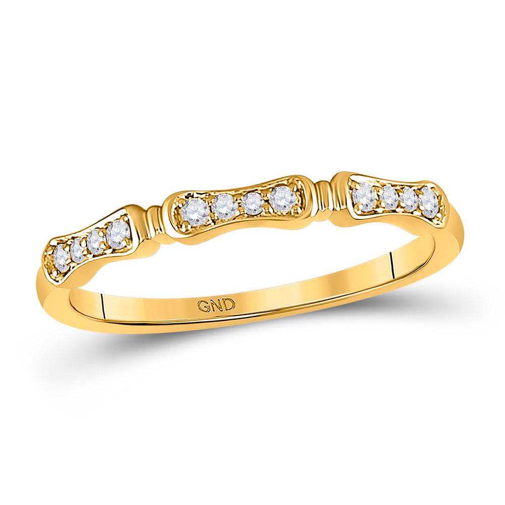 Womens Round Diamond Stackable Band Ring 1/10 Cttw 10kt: REF-9Y5N ---- Womens Round Diamond Stackable Band Ring 1/10 Cttw 10kt Yellow Gold Description 10kt Yellow Gold Womens Round Diamond Stackable Band Ring 1/1