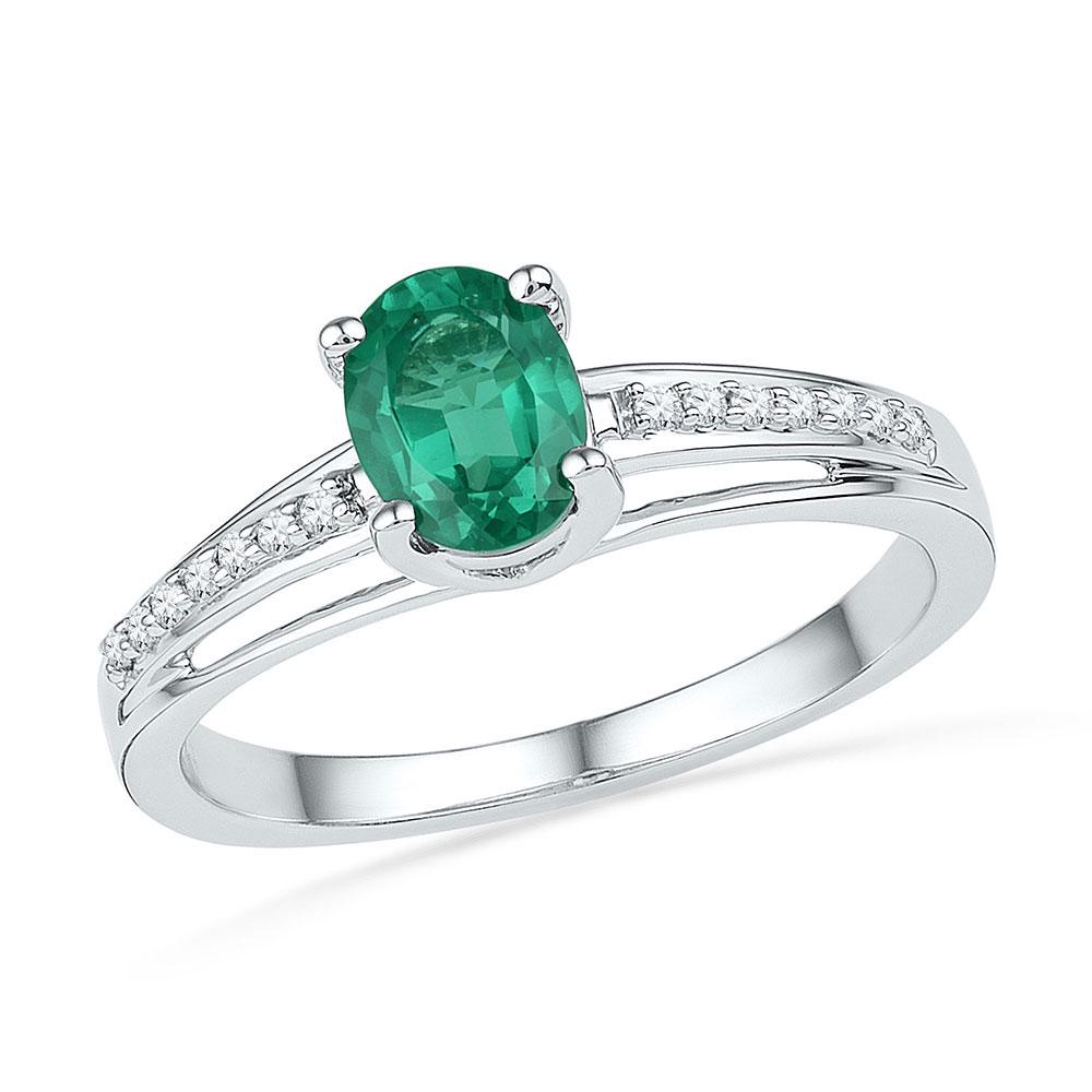 Womens Oval Lab-Created Emerald Solitaire Ring 1/12: REF-14R5X ---- Womens Oval Lab-Created Emerald Solitaire Ring 1/12 Cttw 10kt White Gold Description 10kt White Gold Womens Oval Lab-Created Emerald Solitai