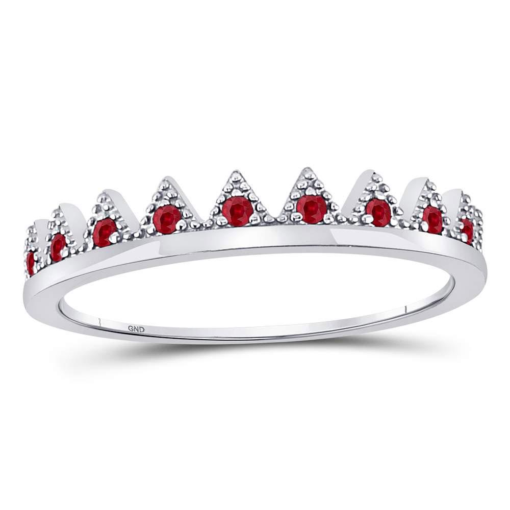 Womens Round Ruby Beaded Chevron Stackable Band Ring: REF-8A5M ---- Womens Round Ruby Beaded Chevron Stackable Band Ring 1/10 Cttw 10kt White Gold Description 10kt White Gold Womens Round Ruby Beaded Chevron S