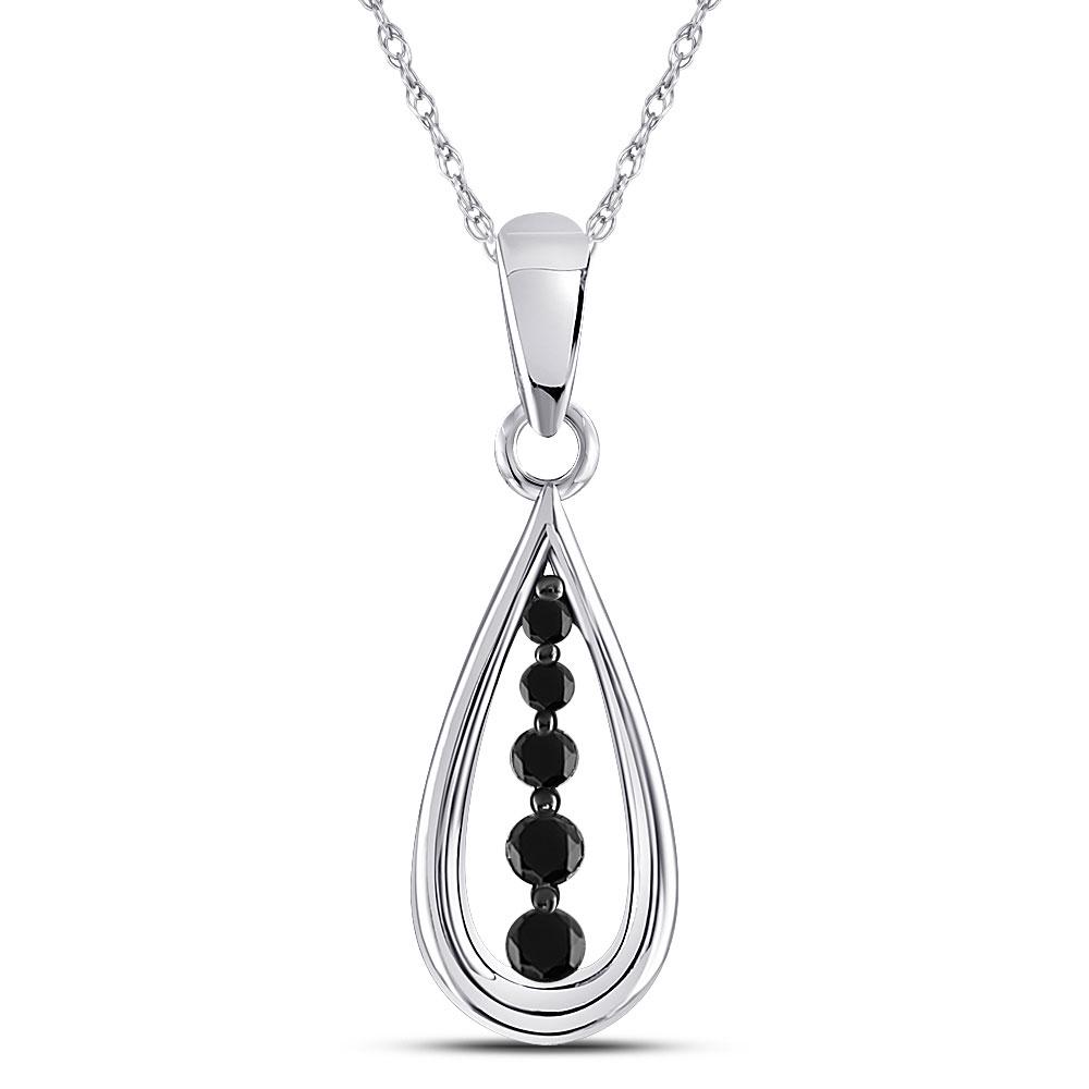 Womens Round Black Color Enhanced Diamond Teardrop: REF-5M5H ---- Womens Round Black Color Enhanced Diamond Teardrop Pendant 1/8 Cttw 10kt White Gold Description 10kt White Gold Womens Round Black Color Enha