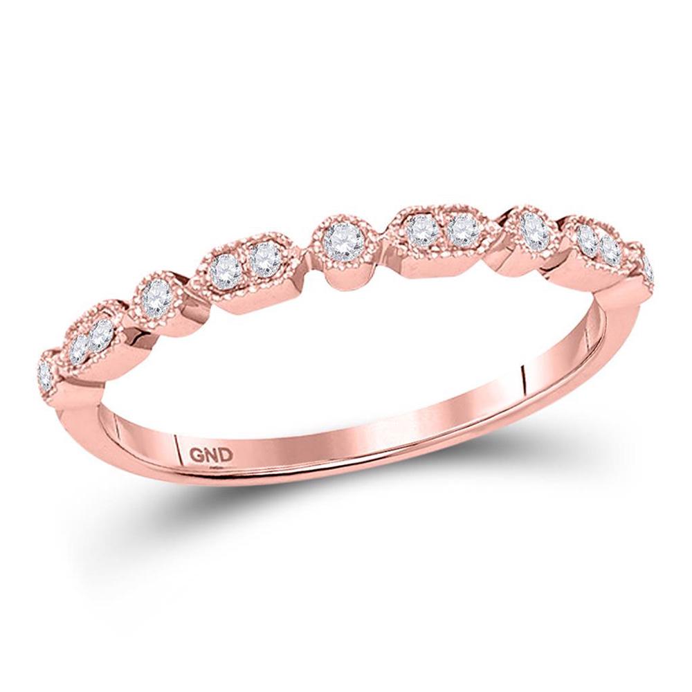 Womens Round Diamond Stackable Band Ring 1/8 Cttw 10kt: REF-13F9W ---- Womens Round Diamond Stackable Band Ring 1/8 Cttw 10kt Rose Gold Description 10kt Rose Gold Womens Round Diamond Stackable Band Ring 1/8 Ctt