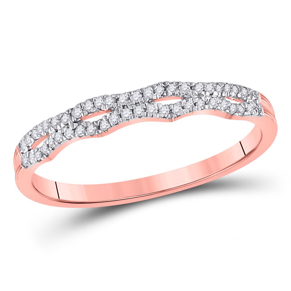 Womens Round Diamond Stackable Band Ring 1/8 Cttw 10kt: REF-10A5M ---- Womens Round Diamond Stackable Band Ring 1/8 Cttw 10kt Rose Gold Description 10kt Rose Gold Womens Round Diamond Stackable Band Ring 1/8 Ctt