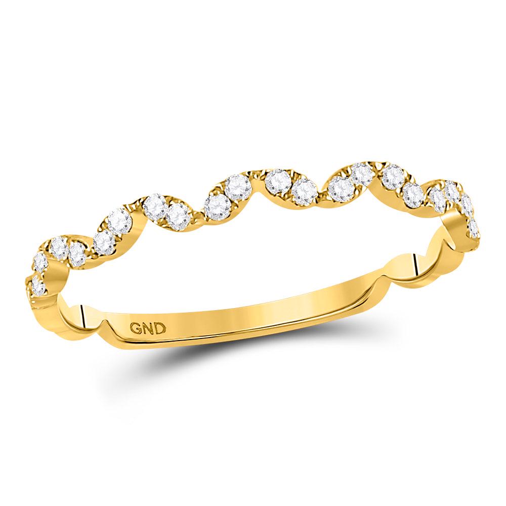 Womens Round Diamond Zigzag Stackable Band Ring 1/5: REF-14H9R ---- Womens Round Diamond Zigzag Stackable Band Ring 1/5 Cttw 10kt Yellow Gold Description 10kt Yellow Gold Womens Round Diamond Zigzag Stackable