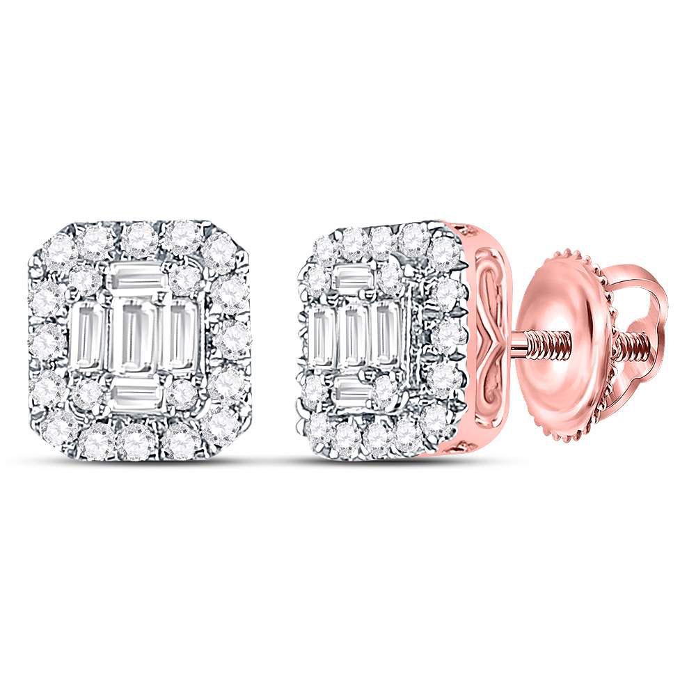 1/2 CTW Womens Baguette Diamond Square Cluster Earrings: REF-47H6R - 1/2 CTW Womens Baguette Diamond Square Cluster Earrings 14kt Rose Gold - REF-47H6R Manufacturer's Suggested Retail Price: $ 1560.00 SKU: 119958