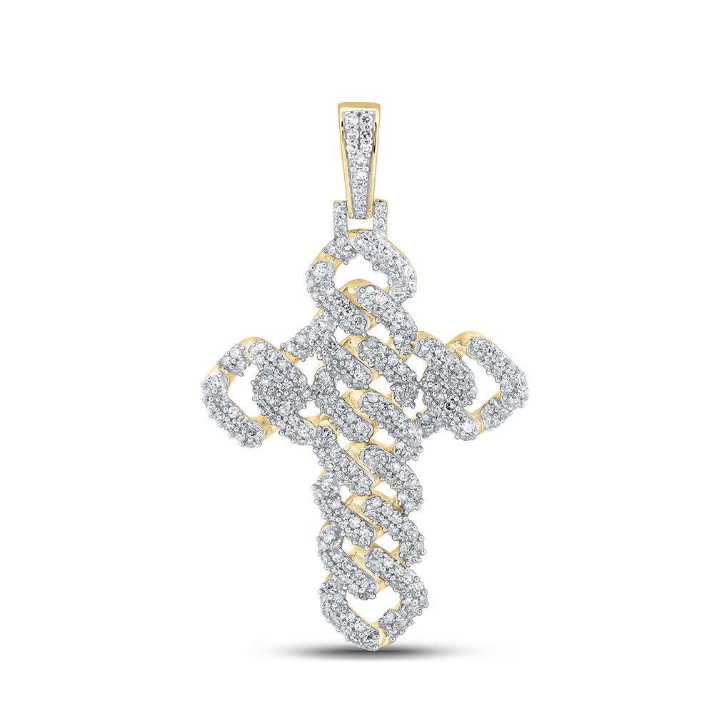 1 & 3/4 CTW Mens Round Diamond Cuban Link Cross Charm: REF-115H8R - 1 & 3/4 CTW Mens Round Diamond Cuban Link Cross Charm Pendant 10kt Yellow Gold - REF-115H8R Manufacturer's Suggested Retail Price: $ 3810.00 SKU: 158429