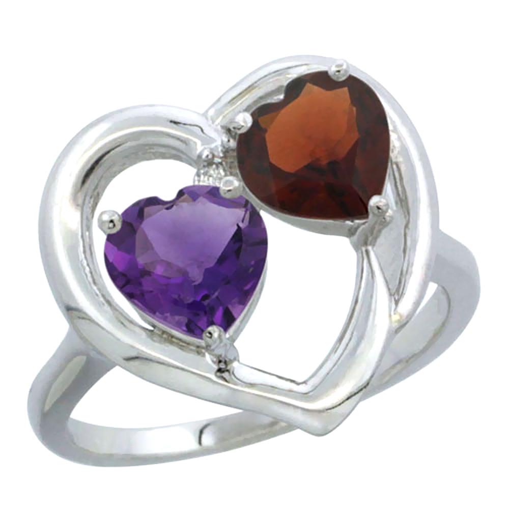 2.61 CTW Diamond, Amethyst & Garnet Ring 10K White Gold: REF-23Y7V - SKU: SC-CW90110163 ---- 2.61 CTW Diamond, Amethyst & Garnet Ring 10K White Gold Manufacturer's Suggested Retail Price: $780.00 Mainstone Type: Amethyst @ 1.30 ctw Mainstone Color: Purple M