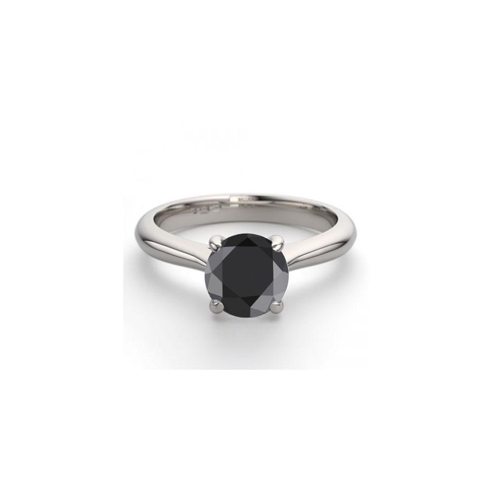 14K White Gold 0.91 ctw Black Diamond Solitaire Ring -: REF-53R2M - SKU: WJ13226 ---- 14K White Gold 0.91 ctw Black Diamond Solitaire Ring Manufacturer's Suggested Retail Price: $2300.00 14K White Gold Jewelry 0.91 ctw Black Diamond Solitaire Ring Diamond: