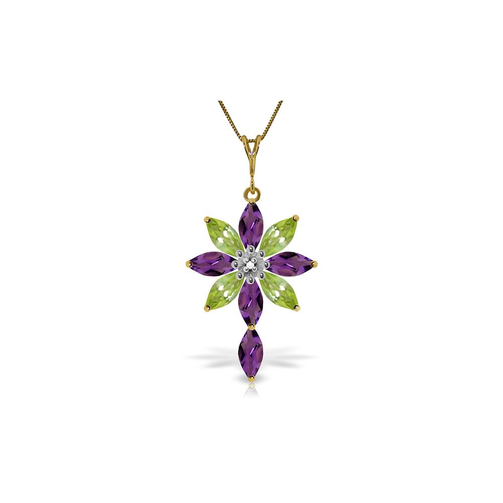Genuine 2.0 ctw Amethyst, Peridot & Diamond Necklace: REF-47Y4F - SKU: GG2238 ---- Genuine 2.0 ctw Amethyst, Peridot & Diamond Necklace 14KT Yellow Gold Manufacturer's Suggested Retail Price: $1500.00 Genuine 14K Yellow Gold 2.0 ctw Amethyst, Peridot & D