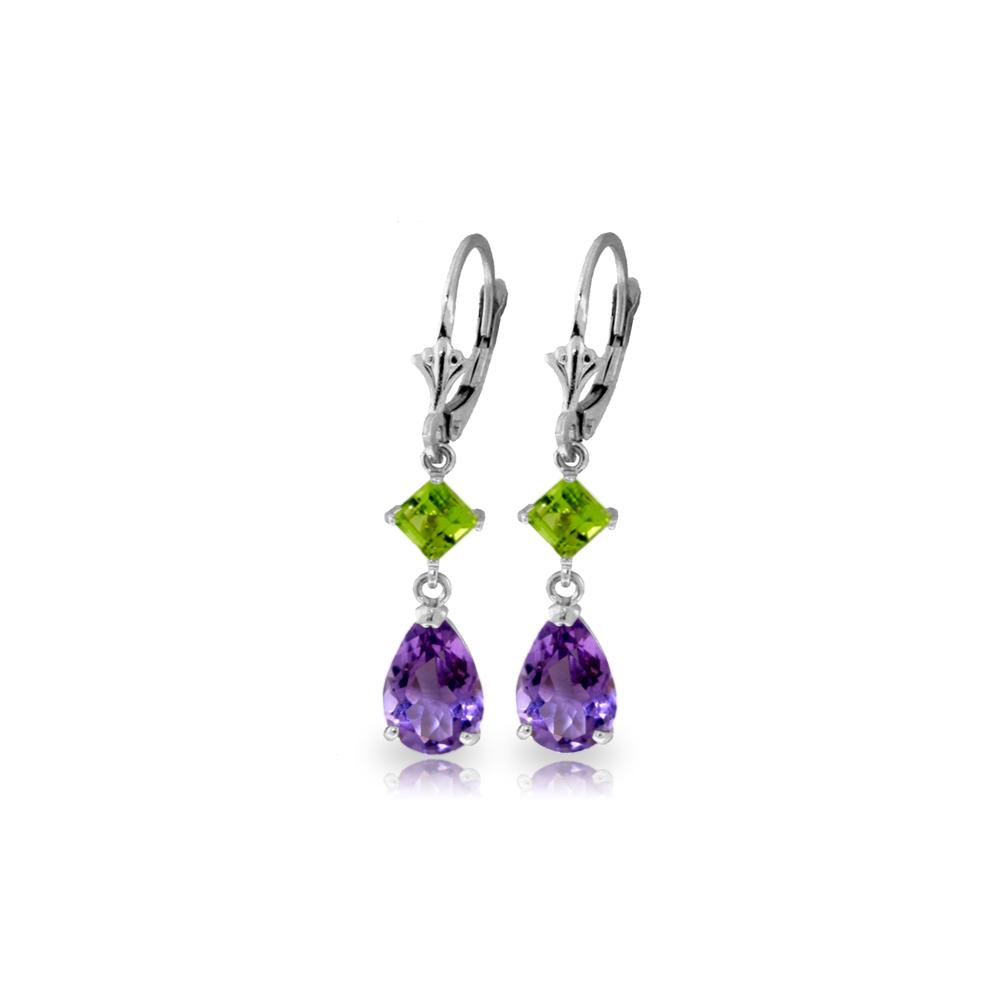 Genuine 4.5 ctw Amethyst & Peridot Earrings 14KT White: REF-41W4Y - SKU: GG1434 ---- Genuine 4.5 ctw Amethyst & Peridot Earrings 14KT White Gold Manufacturer's Suggested Retail Price: $1300.00 Genuine 14K White Gold 4.5 ctw Amethyst & Peridot Earrings Gems