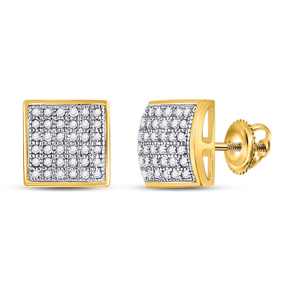 Round Diamond Square Cluster Earrings 1/5 Cttw 10KT: Round Diamond Square Cluster Earrings 1/5 Cttw 10KT Yellow Gold Manufacturer Suggested Retail Price: $ 940.00 10kt Yellow Gold Womens Round Diamond Square Cluster Earrings 1/5 Cttw. Combined diamond w