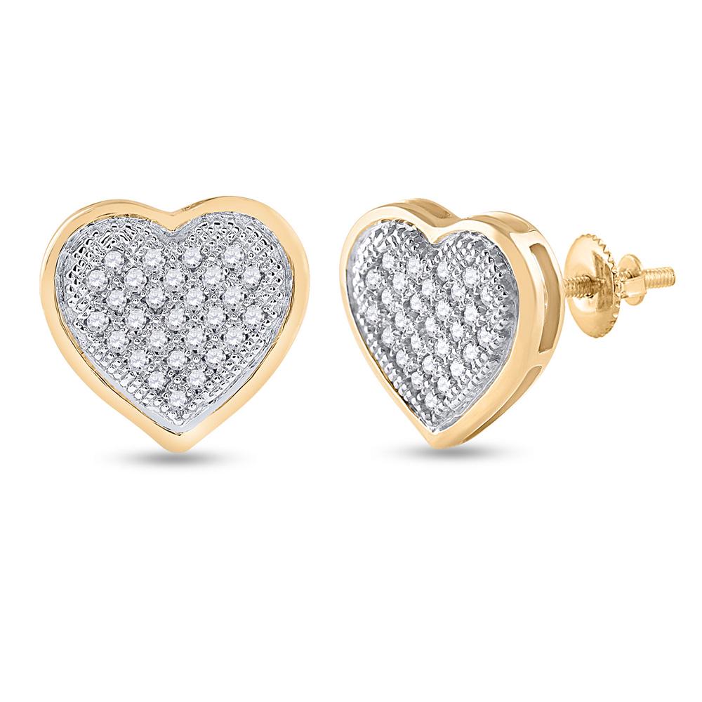 Round Diamond Heart Cluster Earrings 1/6 Cttw 10KT: Round Diamond Heart Cluster Earrings 1/6 Cttw 10KT Yellow Gold Manufacturer Suggested Retail Price: $ 880.00 10kt Yellow Gold Womens Round Diamond Heart Cluster Earrings 1/6 Cttw. Combined diamond wei