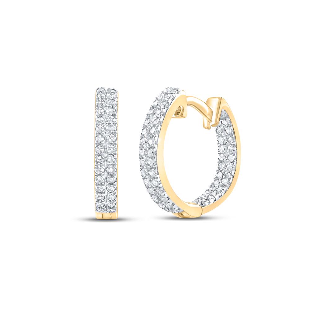 Round Diamond Hoop Earrings 1/5 Cttw 10KT Yellow Gold: Round Diamond Hoop Earrings 1/5 Cttw 10KT Yellow Gold Manufacturer Suggested Retail Price: $ 740.00 10kt Yellow Gold Womens Round Diamond Hoop Earrings 1/5 Cttw. Combined diamond weight of 1/5 carats 