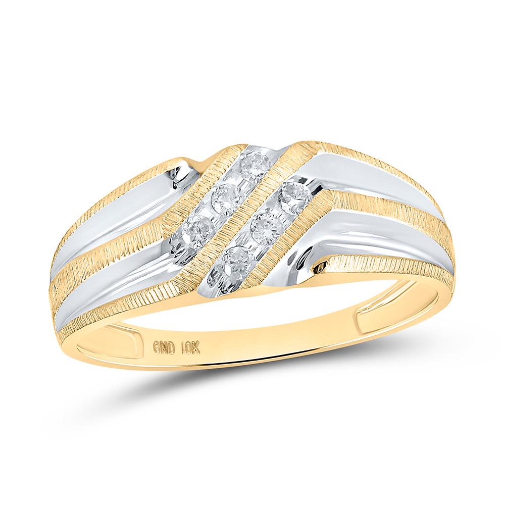 Round Diamond Wedding Band Ring 1/8 Cttw 10KT Two-tone: Round Diamond Wedding Band Ring 1/8 Cttw 10KT Two-tone Gold Manufacturer Suggested Retail Price: $ 1120.00 10kt Two-tone Gold Mens Round Diamond Wedding Band Ring 1/8 Cttw. Combined diamond weight of
