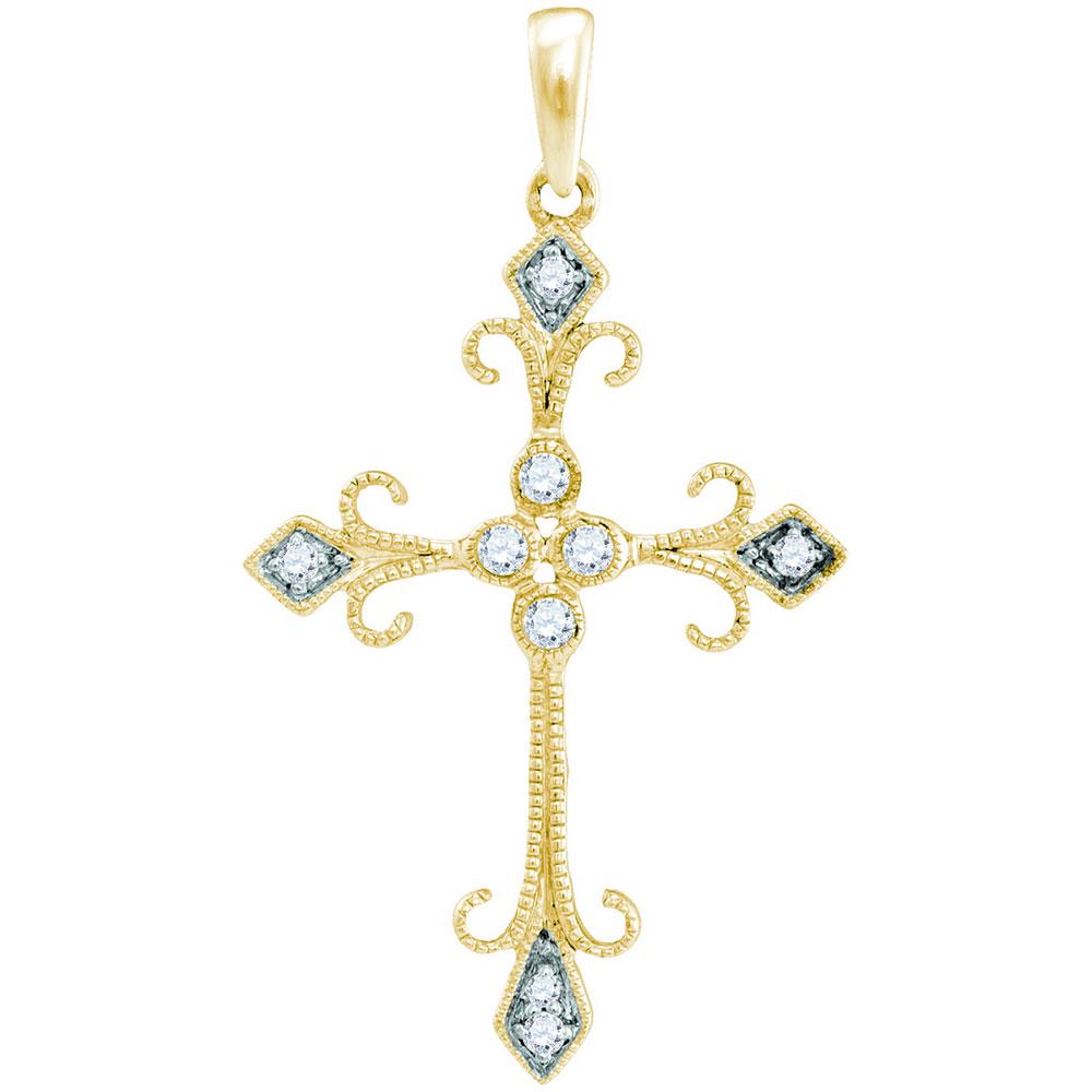 Round Diamond Cross Pendant 1/10 Cttw 10KT Yellow Gold: Round Diamond Cross Pendant 1/10 Cttw 10KT Yellow Gold Manufacturer Suggested Retail Price: $ 590.00 10kt Yellow Gold Womens Round Diamond Cross Pendant 1/10 Cttw. Combined diamond weight of 1/10 cara