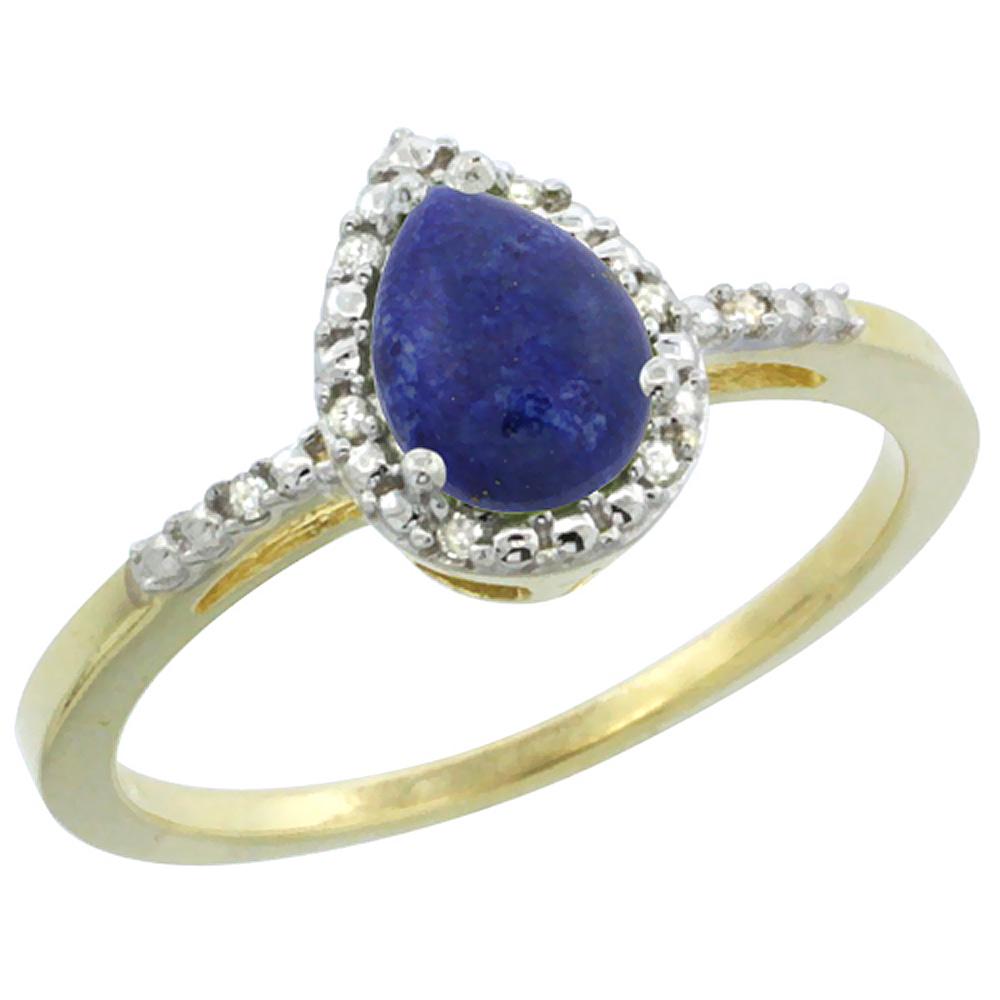 0.85 CTW Lapis Lazuli & Diamond Ring 10K Yellow Gold -: REF-19R4H - SKU: SC-CY946152 ---- 0.85 CTW Lapis Lazuli & Diamond Ring 10K Yellow Gold Manufacturer's Suggested Retail Price: $630.00 Mainstone Type: Lapis Lazuli @ 0.8 ctw Mainstone Color: Blue Mains