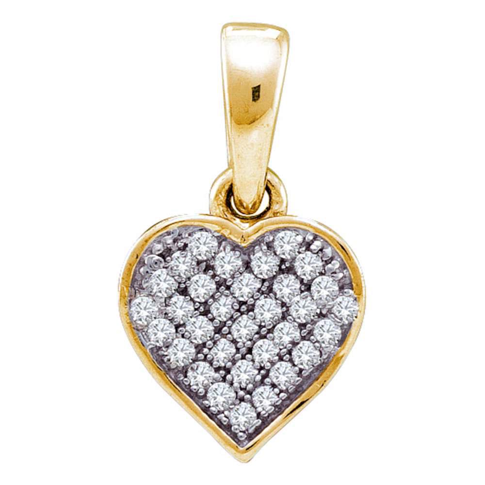 Round Diamond Small Heart Pendant 1/10 Cttw 10KT Yellow: Round Diamond Small Heart Pendant 1/10 Cttw 10KT Yellow Gold Manufacturer Suggested Retail Price: $ 330.00 10kt Yellow Gold Womens Round Diamond Small Heart Pendant 1/10 Cttw. Combined diamond weight 