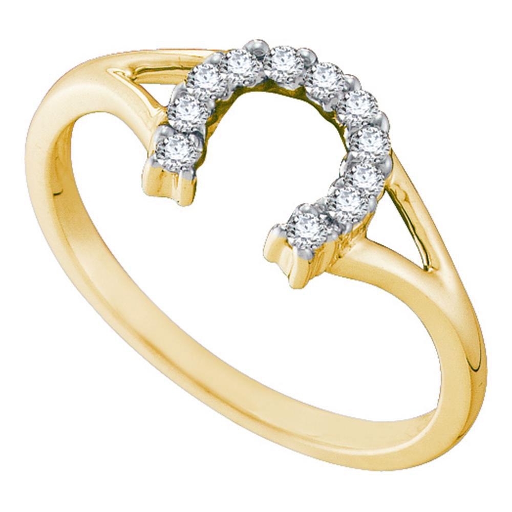 Round Diamond Lucky Horseshoe Split-shank Ring 1/10: Round Diamond Lucky Horseshoe Split-shank Ring 1/10 Cttw 10KT Yellow Gold Manufacturer Suggested Retail Price: $ 710.00 10kt Yellow Gold Womens Round Diamond Lucky Horseshoe Split-shank Ring 1/10 Cttw
