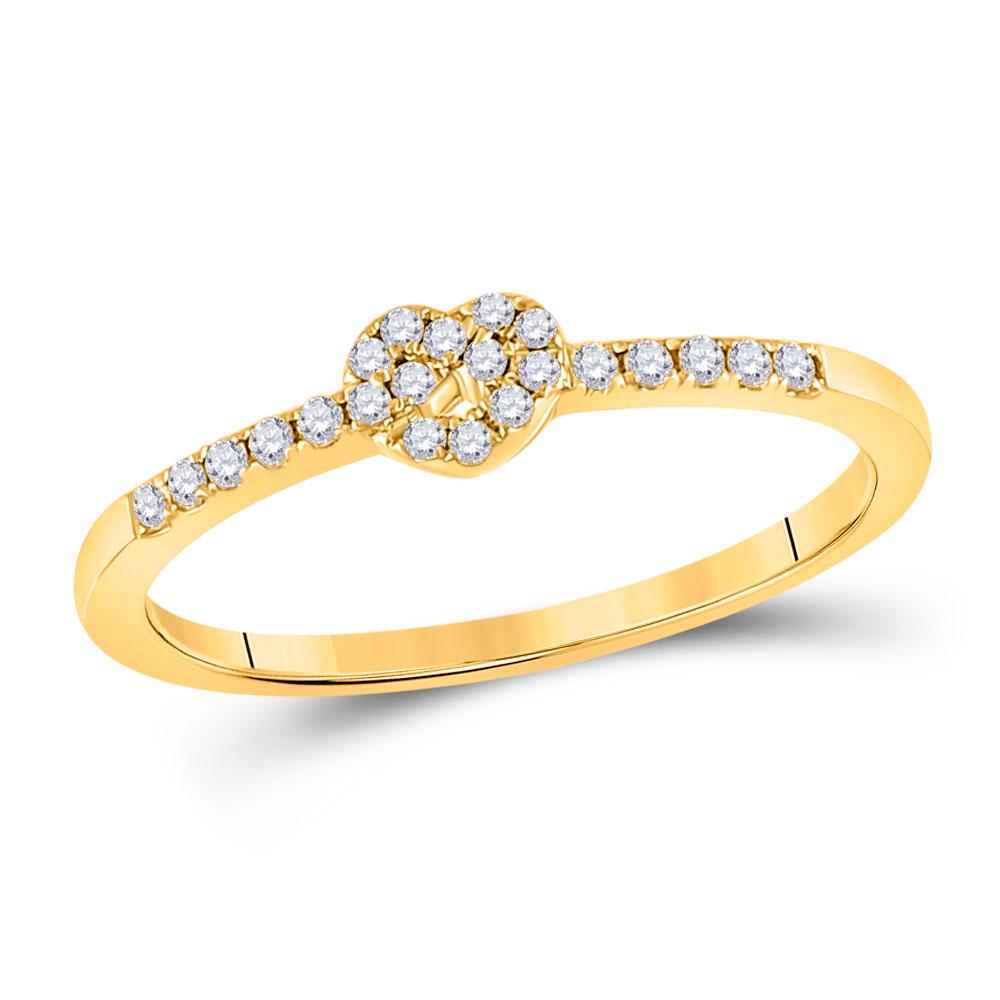 Round Diamond Heart Knot Stackable Band Ring 1/8 Cttw: Round Diamond Heart Knot Stackable Band Ring 1/8 Cttw 10KT Yellow Gold Manufacturer Suggested Retail Price: $ 760.00 10kt Yellow Gold Womens Round Diamond Heart Knot Stackable Band Ring 1/8 Cttw. Comb