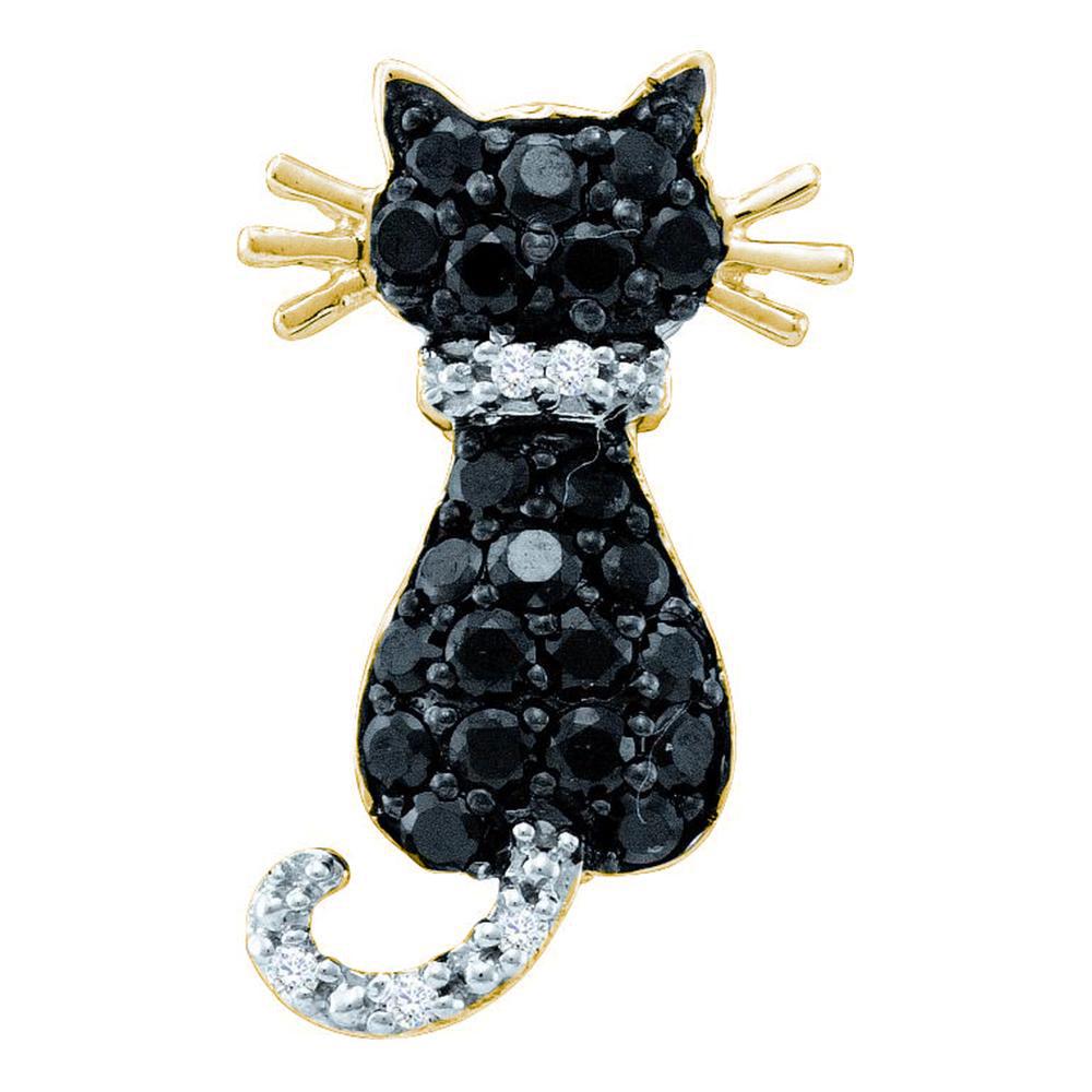 Round Black Color Enhanced Diamond Kitty Cat Feline: Round Black Color Enhanced Diamond Kitty Cat Feline Pendant 1/3 Cttw 14KT Yellow Gold Manufacturer Suggested Retail Price: $ 760.00 14kt Yellow Gold Womens Round Black Color Enhanced Diamond Kitty Cat