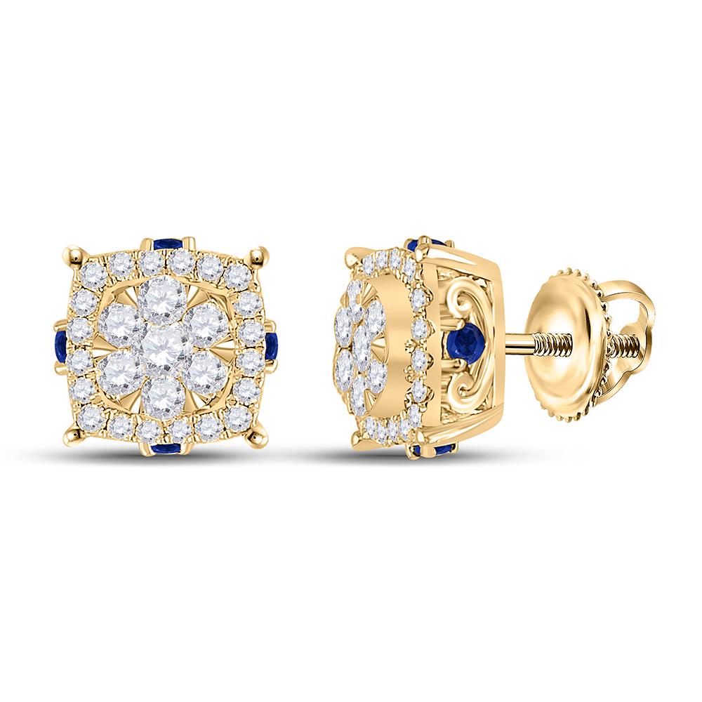 Round Diamond Blue Sapphire Cluster Earrings 5/8 Cttw: Round Diamond Blue Sapphire Cluster Earrings 5/8 Cttw 14KT Yellow Gold Manufacturer Suggested Retail Price: $ 2650.00 14kt Yellow Gold Womens Round Diamond Blue Sapphire Cluster Earrings 5/8 Cttw. Com