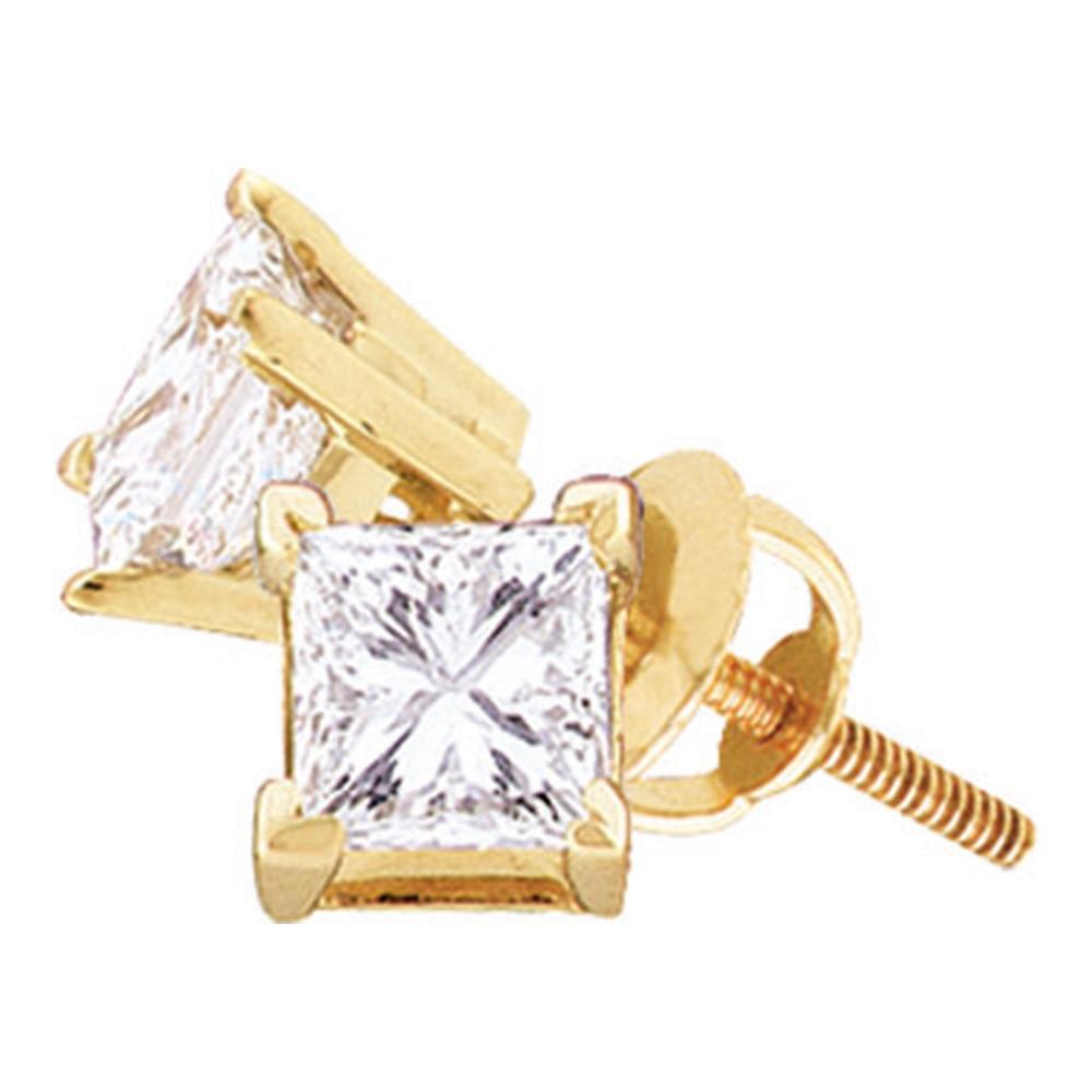 Princess Diamond Solitaire Earrings 1/2 Cttw 14KT: Princess Diamond Solitaire Earrings 1/2 Cttw 14KT Yellow Gold Manufacturer Suggested Retail Price: $ 2350.00 14kt Yellow Gold Womens Princess Diamond Solitaire Earrings 1/2 Cttw. Combined diamond weig