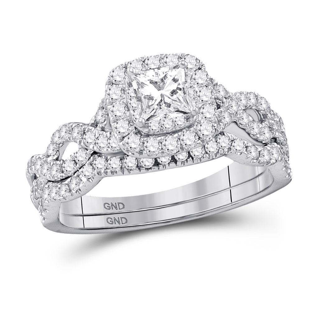 Bridal Wedding Ring Band Set 1 Cttw 14KT White Gold: Bridal Wedding Ring Band Set 1 Cttw 14KT White Gold Manufacturer Suggested Retail Price: $ 5590.00 14kt White Gold Princess Diamond Bridal Wedding Ring Band Set 1 Cttw. Combined diamond weight of 1 ca