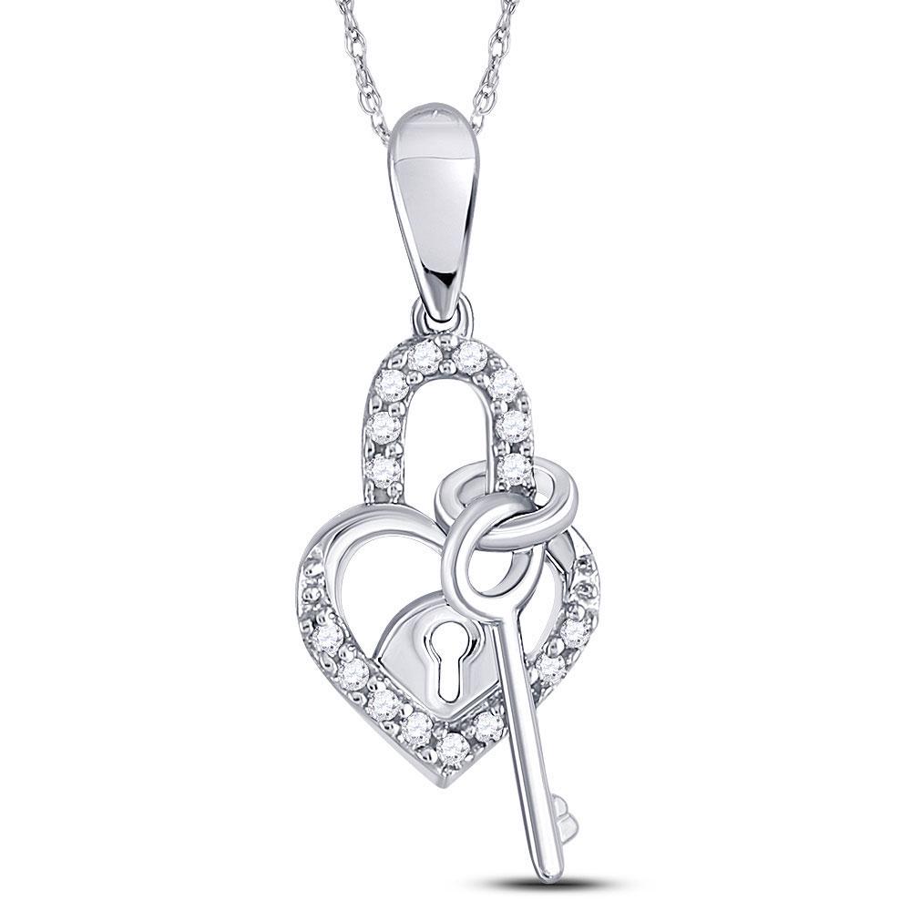 Round Diamond Heart Lock Key Dangle Pendant 1/10 Cttw: Round Diamond Heart Lock Key Dangle Pendant 1/10 Cttw 10KT White Gold Manufacturer Suggested Retail Price: $ 470.00 10kt White Gold Womens Round Diamond Heart Lock Key Dangle Pendant 1/10 Cttw. Combin