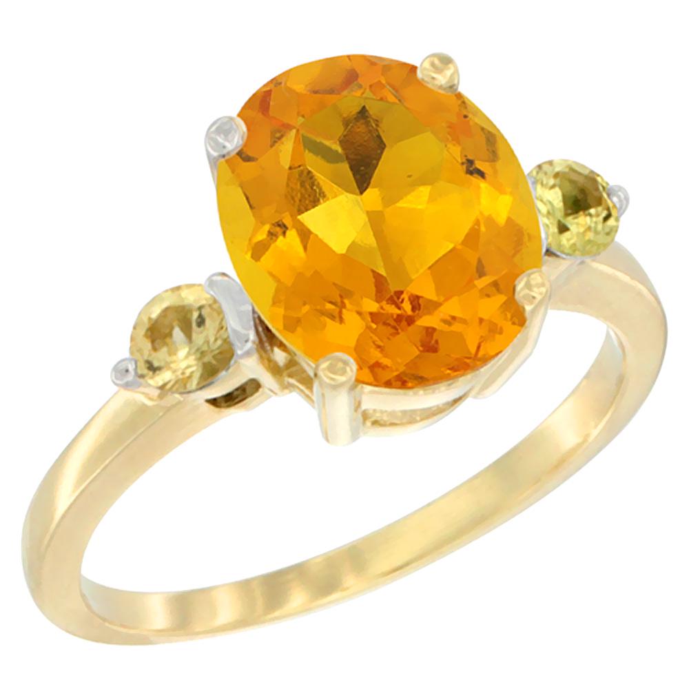 2.64 CTW Citrine & Yellow Sapphire Ring 10K Yellow Gold: REF-24A5X - SKU: SC-CY90936218 ---- 2.64 CTW Citrine & Yellow Sapphire Ring 10K Yellow Gold Manufacturer's Suggested Retail Price: $780.00 Mainstone Type: Citrine @ 2.4 ctw Mainstone Color: Yellow-ora