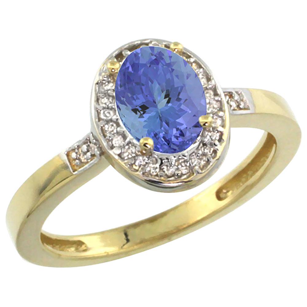 0.92 CTW Tanzanite & Diamond Ring 10K Yellow Gold: 0.92 CTW Tanzanite & Diamond Ring 10K Yellow Gold Manufacturer's Suggested Retail Price: $1230.00 Mainstone Type: Tanzanite @ 0.77 ctw Mainstone Color: Blue Mainstone Clarity: Translucent Stone2 Type: